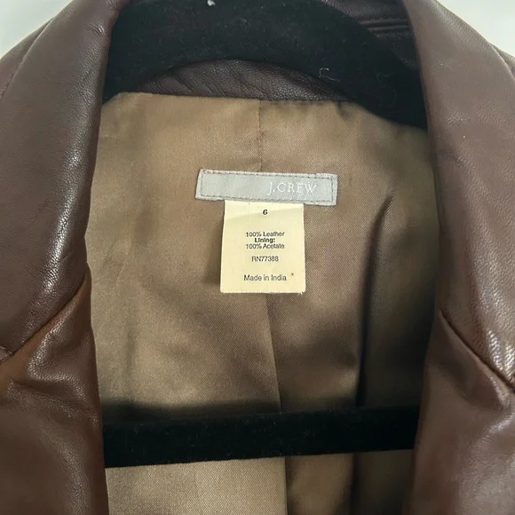 Vintage J.Crew Leather Brown Blazer - Picture 4 of 9